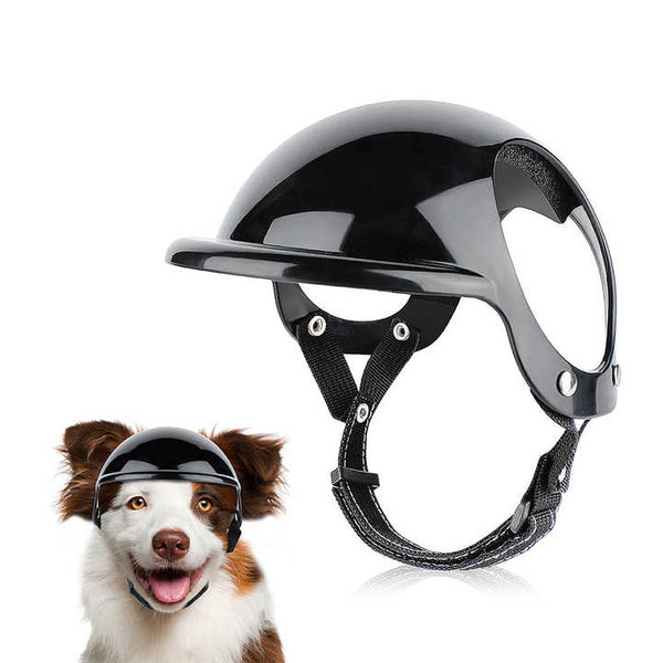 Size L Black Pet Safety Helmet - Stylish Protective Headgear for Dogs