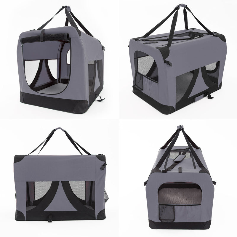 Portable Soft Dog Cage Crate Carrier XXXL GREY