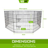 Pet Playpen Foldable Dog Cage 8 Panel 24in