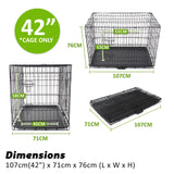 Wire Dog Cage Crate 42in with Tray + Cushion Mat + PINK Cover Combo