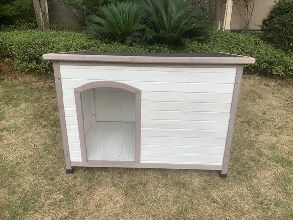 YES4PETS XL Timber Pet Dog Kennel House Puppy Wooden Timber Cabin With Stripe White