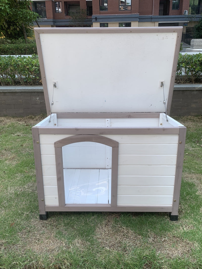 YES4PETS Timber Pet Dog Kennel House Puppy Wooden Timber Cabin With Stripe White