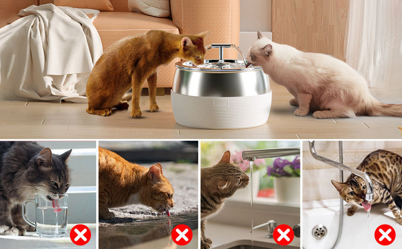 YES4PETS Automatic Electric Pet Water Fountain Dog Cat Stainless Steel Feeder Bowl Dispenser