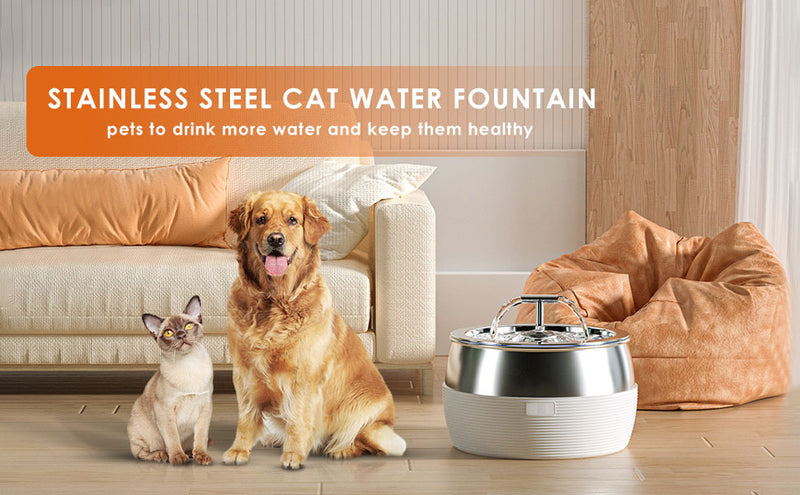 YES4PETS Automatic Electric Pet Water Fountain Dog Cat Stainless Steel Feeder Bowl Dispenser