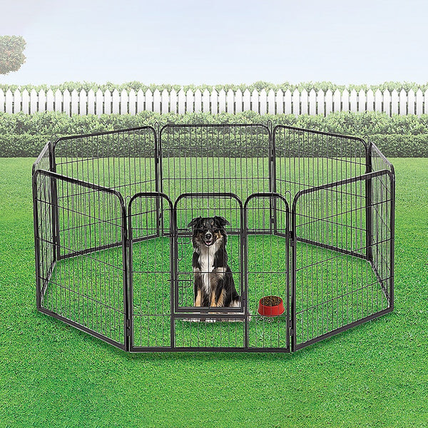 8 Panel Heavy Duty Pet Dog Playpen Puppy Exercise Fence Enclosure Cage