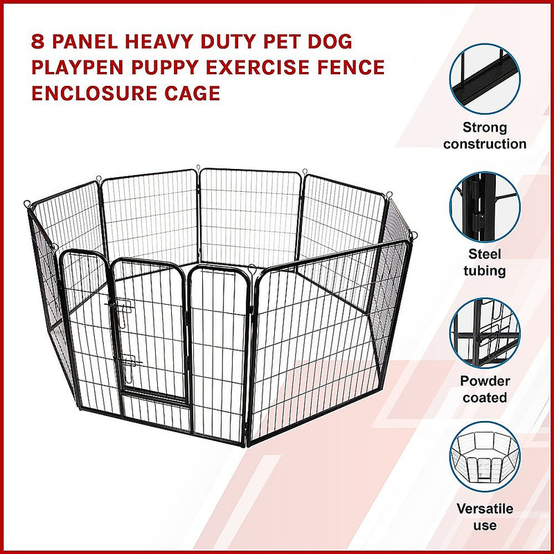 8 Panel Heavy Duty Pet Dog Playpen Puppy Exercise Fence Enclosure Cage